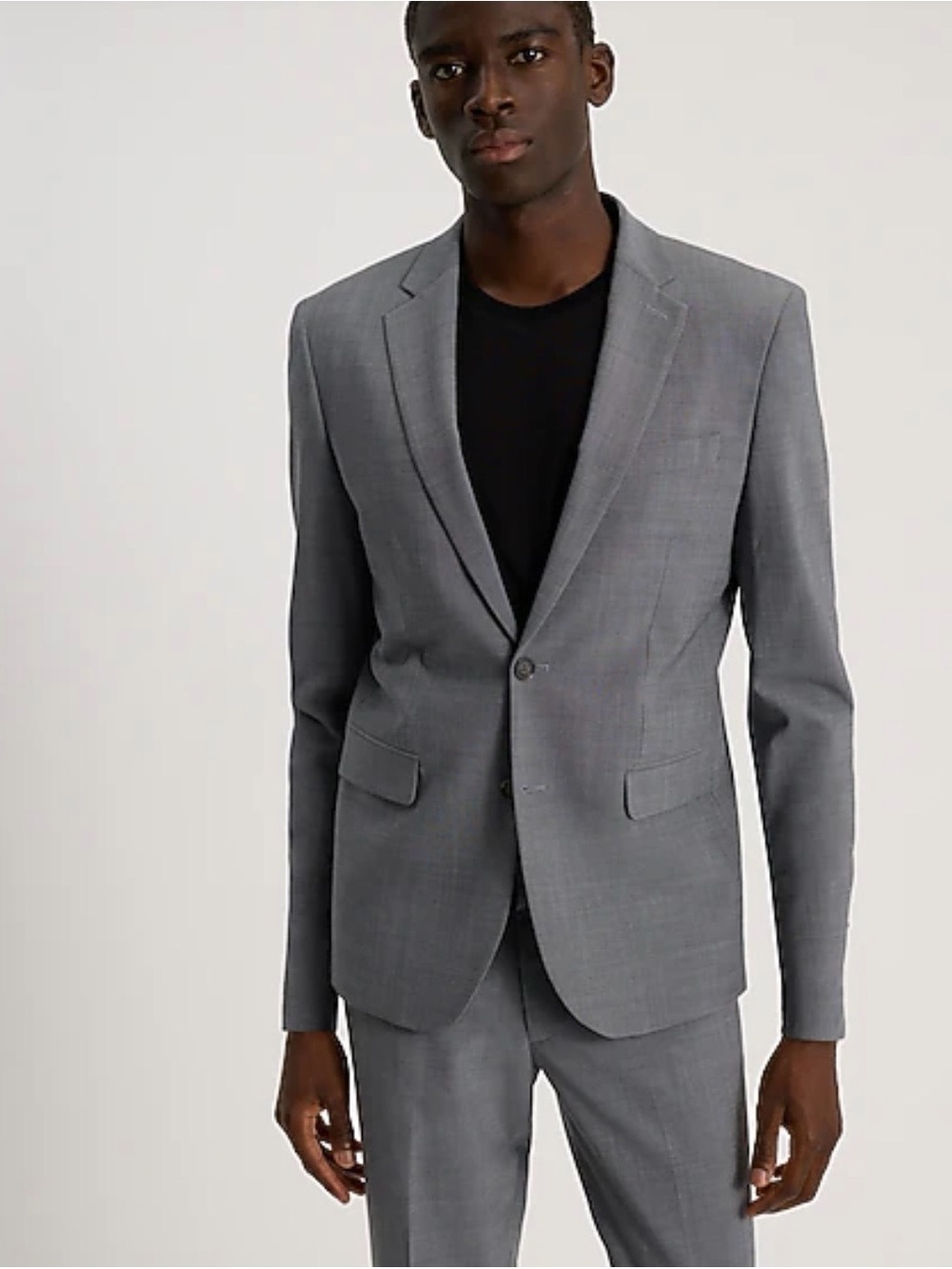 Express Men's Gray Suit Blazer - Single-Breasted Notch Lapel